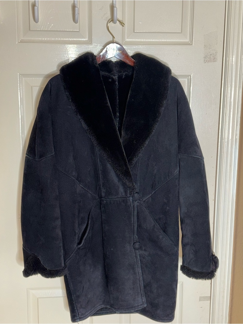 Vintage Steve by Searle Suede Faux Shearling Women’s Coat - Black Medium - Picture 8 of 8